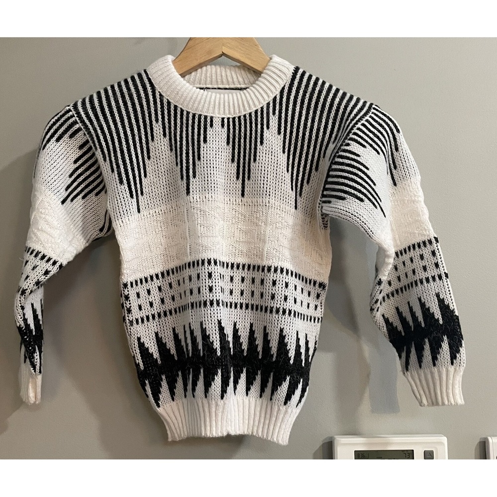 Barrel Sweater Pattern Knit Pullover Geometric Fair Isle USA Made‎ Boys 7